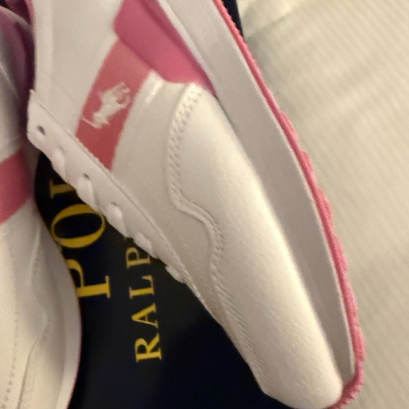 New girls Ralph Lauren Polo white and Pink Casual Sneakers Sz 1 - Picture 5 of 8